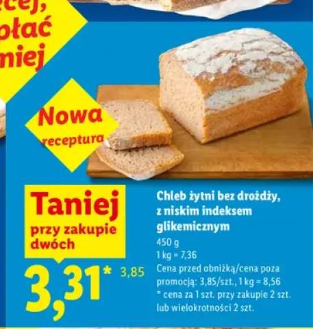 Chleb żytni bez drożdży z niskim indeksem glikemicznym
