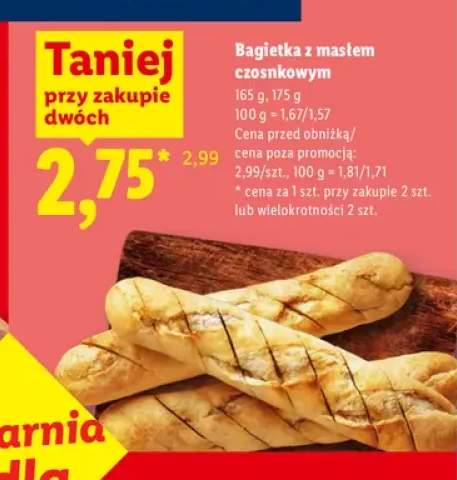 Bagietka z masłem czosnkowym Piekarnia Lidla 165 g