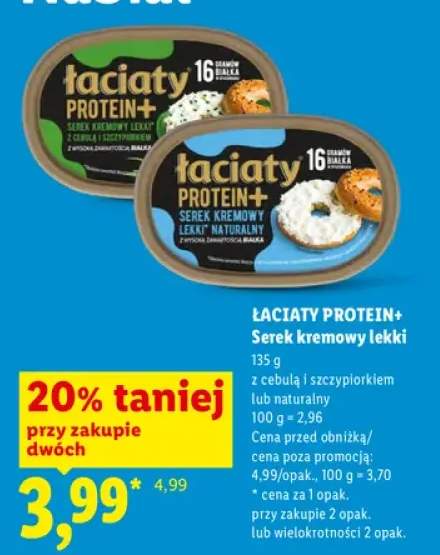 Serek kremowy lekki Łaciate Protein+ z cebulą i szczypiorkiem +1 wariant