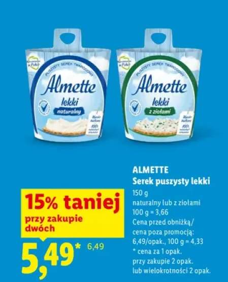 Serek puszysty lekki Almette naturalny