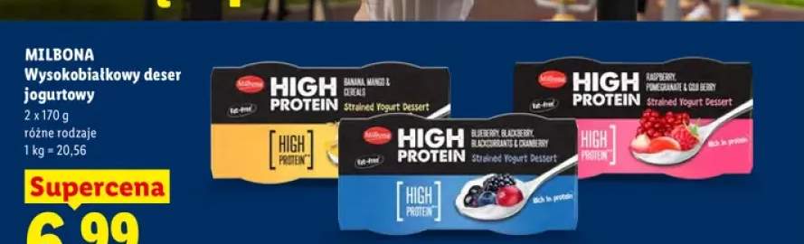 Deser jogurtowy wysokobiałkowy Milbona High Protein Banana Mango & Cereals 2-pak +2 warianty