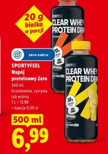 Napój proteinowy SPORTYFEEL Clear Whey Protein Drink Zero brzoskwinia +1 wariant