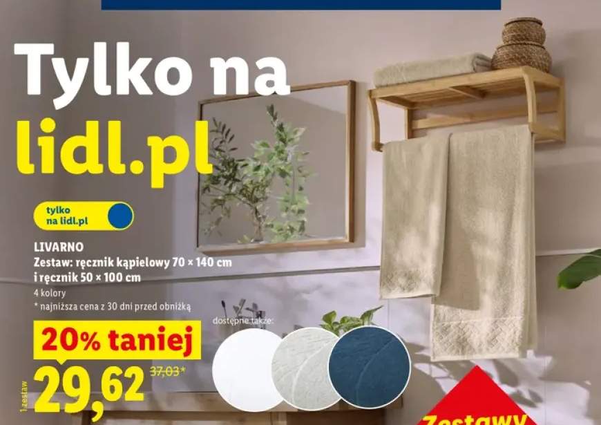 Zestaw ręcznik kąpielowy 70x140 cm i ręcznik 50x100 cm Livarno