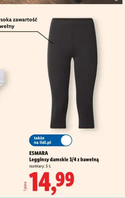Legginsy damskie 3/4 z bawełną Esmara