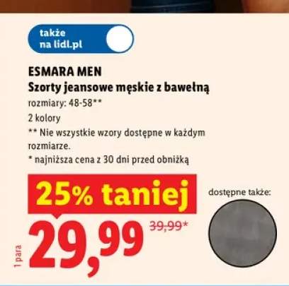 Szorty jeansowe męskie z bawełną Esmara Men