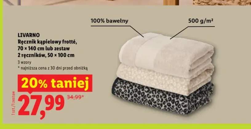 Ręcznik kąpielowy frotte Livarno 70x140 cm +1 wariant