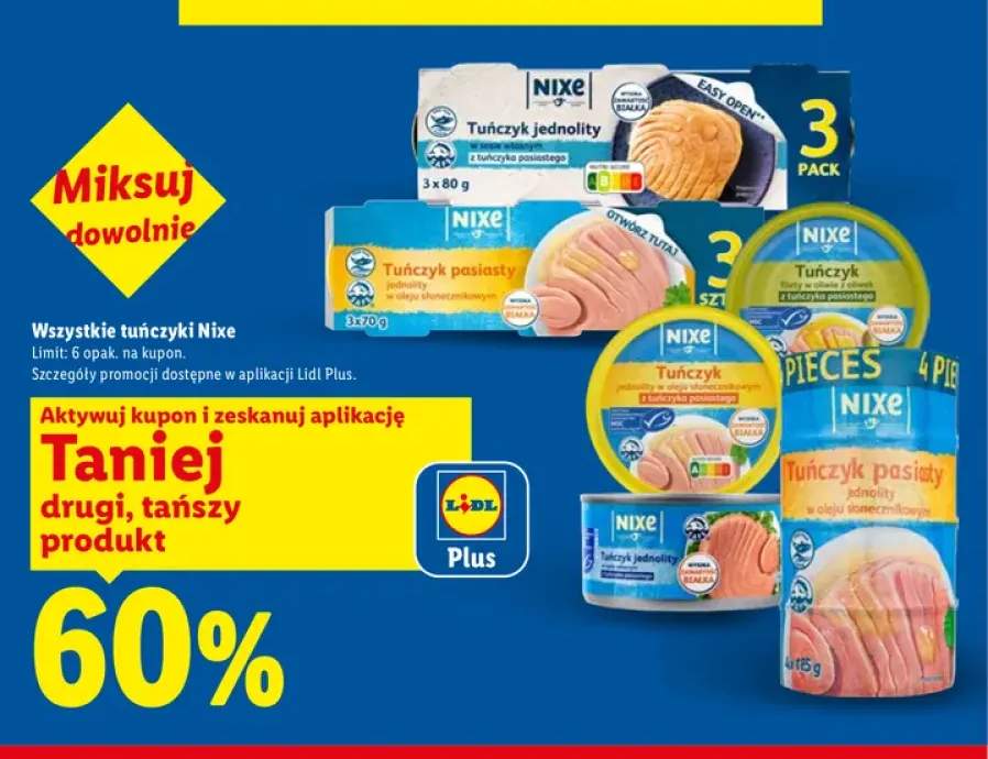 Tuńczyk pasiasty jednolity Nixe w oleju słonecznikowym 3-pak +3 warianty