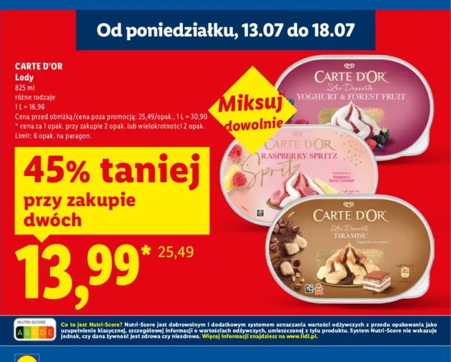 Lody Carte D'Or Yoghurt & Forest Fruit +2 warianty
