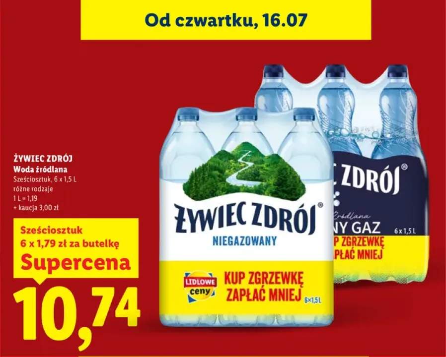 Woda źródlana gazowana Żywiec Zdrój Mocny Gaz 6-pak