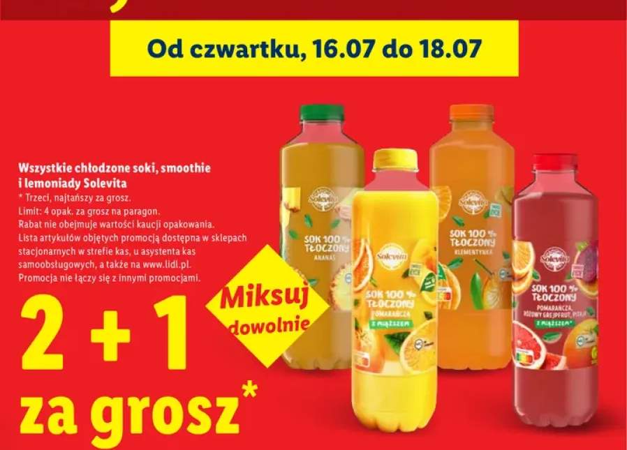 Chłodzone soki, smoothie i lemoniady Solevita +2 warianty