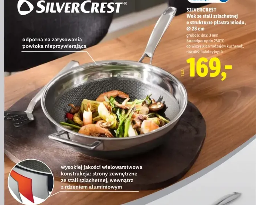 Wok ze stali szlachetnej o strukturze plastra miodu Ø 28 cm Silvercrest