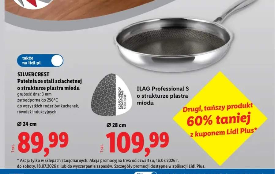 Patelnia ze stali szlachetnej o strukturze plastra miodu Ø 24 cm Silvercrest +1 wariant