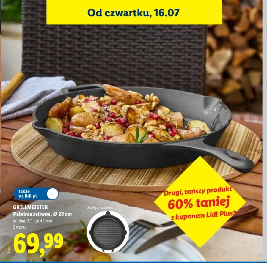 Patelnia żeliwna grillowa Grillmeister Ø 28 cm