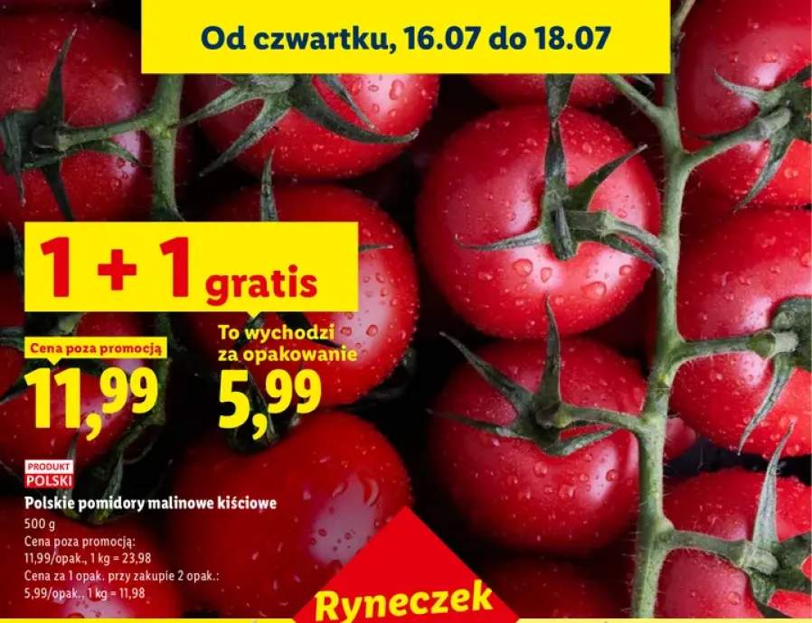 Pomidory malinowe kiściowe polskie