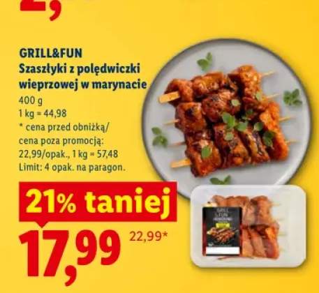 Szaszłyki z polędwiczki wieprzowej w marynacie Grill&Fun