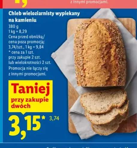 Chleb wieloziarnisty wypiekany na kamieniu Piekarnia Lidla