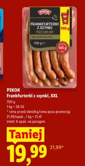 Frankfurterki z szynki Pikok XXL