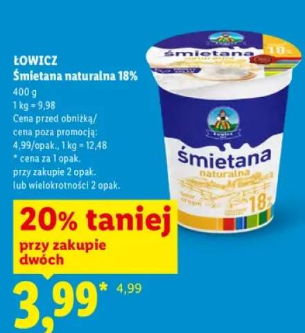 Śmietana naturalna 18% Łowicz