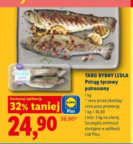 Pstrąg tęczowy patroszony Targ Rybny Lidla