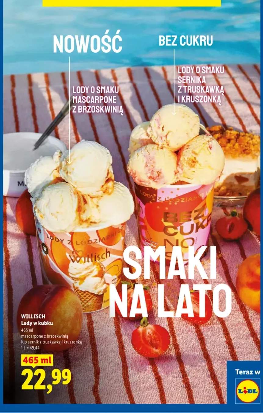 Lody w kubku Willisch mascarpone z brzoskwinią