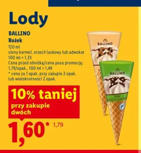 Lody rożek Ballino orzech laskowy +1 wariant