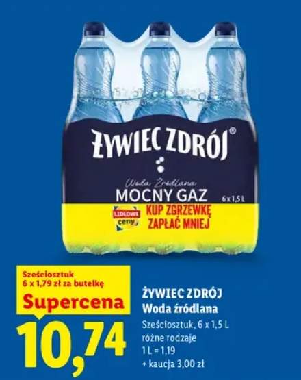 Woda źródlana Żywiec Zdrój Mocny Gaz 6-pak