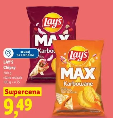 Chipsy Lay's MAX Karbowane Karbonara +1 wariant