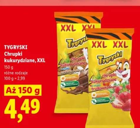 Chrupki kukurydziane Tygryski o smaku truskawkowym XXL +1 wariant