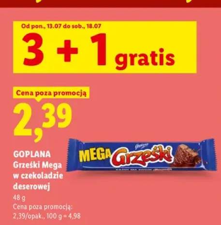 Wafel Grześki Mega w czekoladzie deserowej Goplana