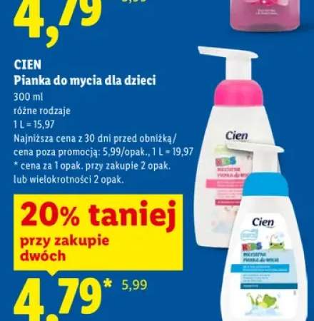 Pianka do mycia dla dzieci Cien Kids +1 wariant