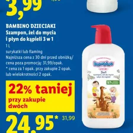 Szampon żel do mycia i płyn do kąpieli 3w1 Bambino Dzieciaki Surykatki +1 wariant