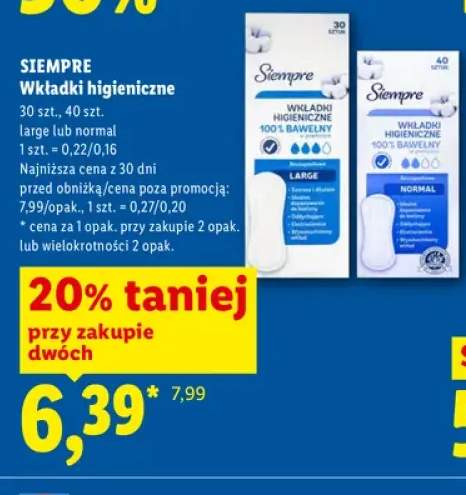 Wkładki higieniczne Siempre Normal