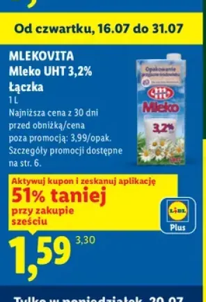 Mleko UHT 3,2% Łączka Mlekovita