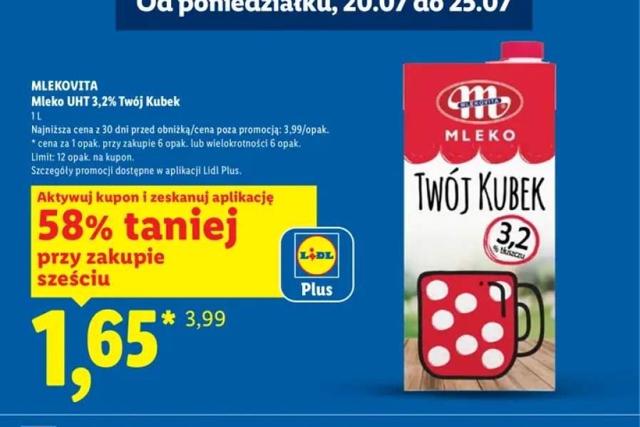 Mleko UHT 3,2% Twój Kubek Mlekovita