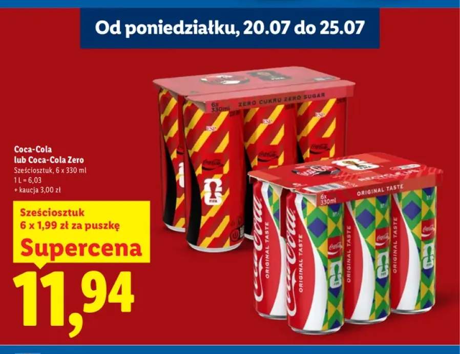 Napój gazowany Coca-Cola Zero 6-pak 330 ml +1 wariant