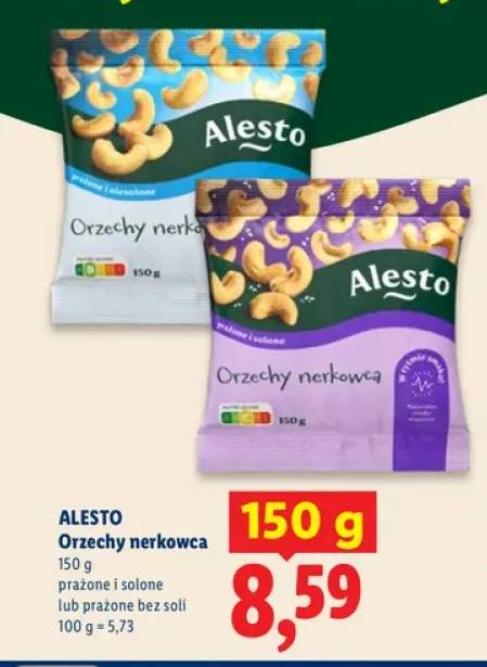 Orzechy nerkowca prażone i niesolone Alesto