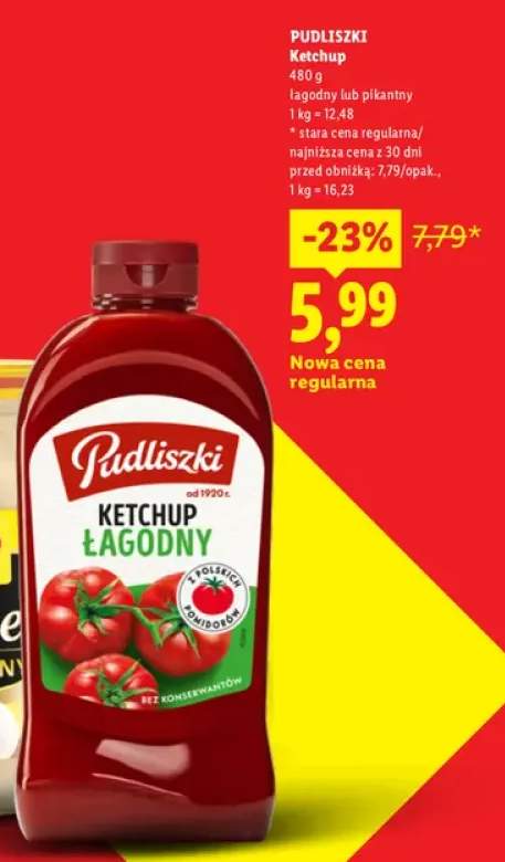 Ketchup łagodny Pudliszki +1 wariant