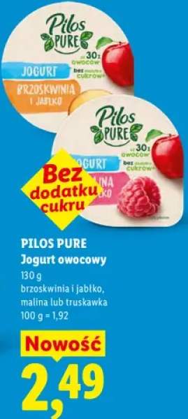 Jogurt owocowy Pilos Pure brzoskwinia i jabłko +2 warianty
