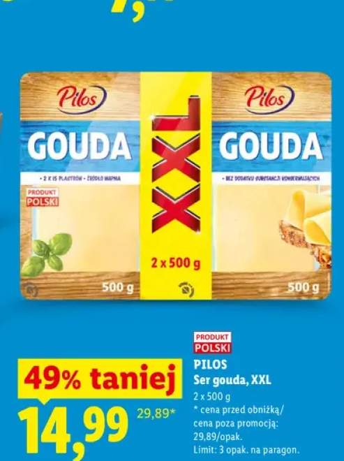 Ser gouda Pilos XXL 2-pak 500 g