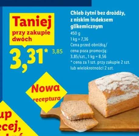 Chleb żytni bez drożdży z niskim indeksem glikemicznym