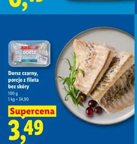 Dorsz czarny porcje z fileta bez skóry Targ Rybny Lidla