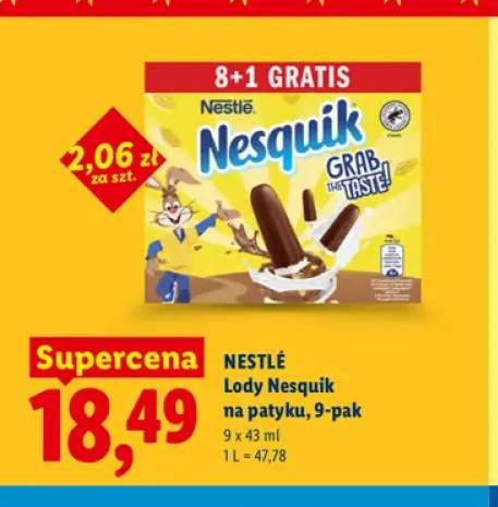 Lody Nesquik na patyku Nestlé 9-pak