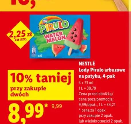 Lody Pirulo arbuzowe na patyku Nestlé 4-pak