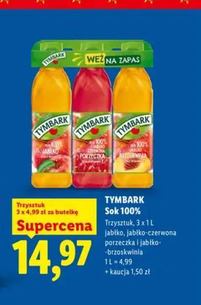Sok 100% Tymbark Trzysztuk 3-pak