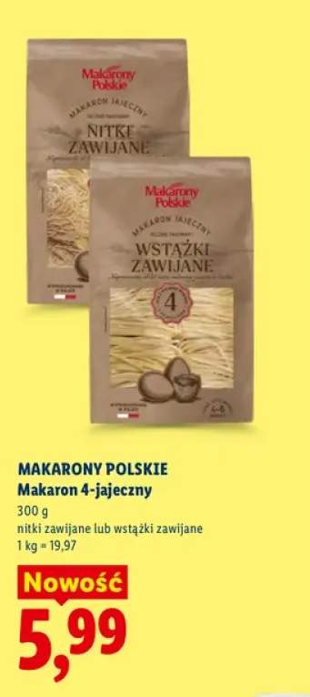 Makaron 4-jajeczny wstążki zawijane Makarony Polskie