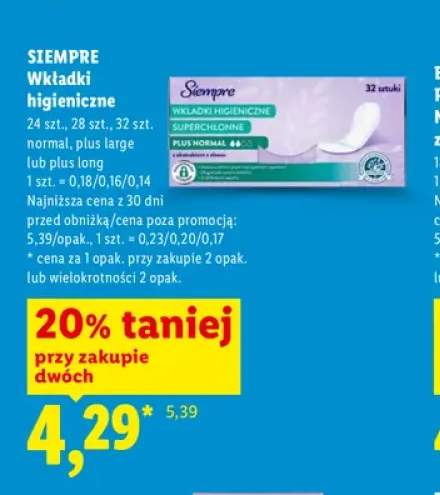 Wkładki higieniczne Siempre Normal +2 warianty