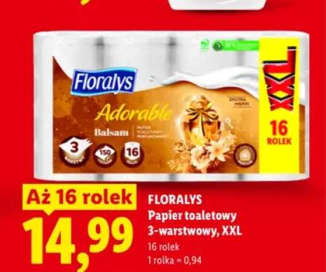 Papier toaletowy Floralys Adorable 3-warstwowy XXL