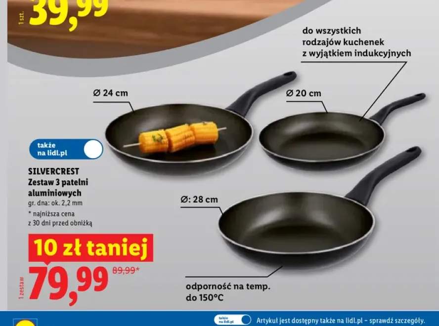 Zestaw 3 patelni aluminiowych Silvercrest