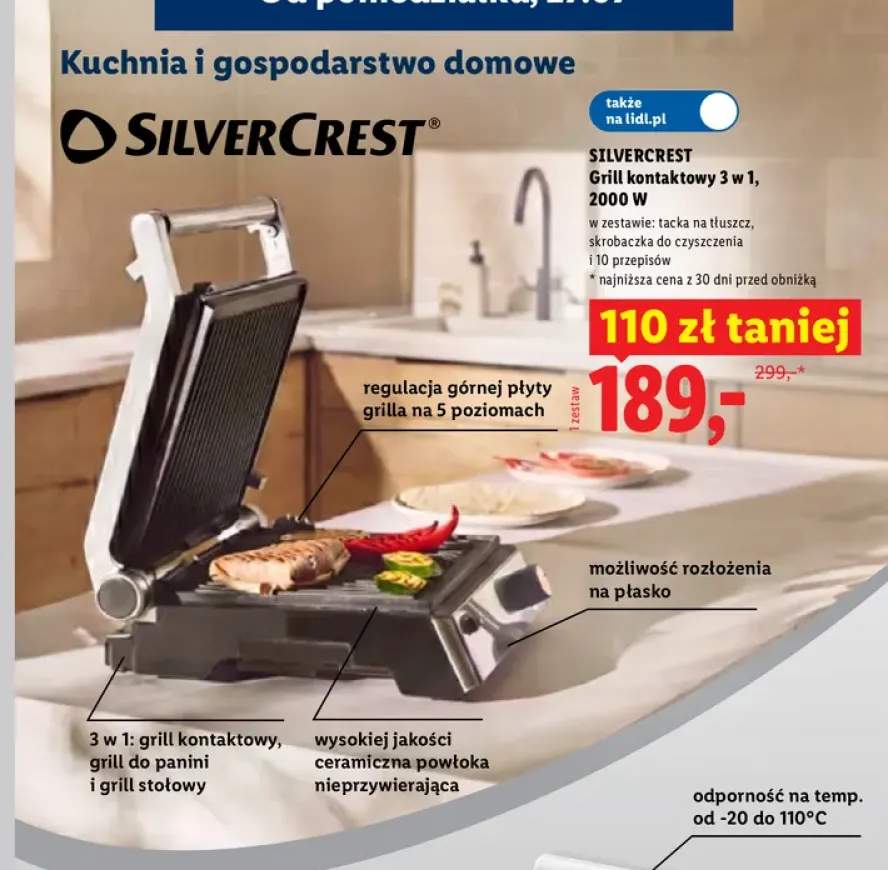 Grill kontaktowy 3 w 1 Silvercrest 2000W
