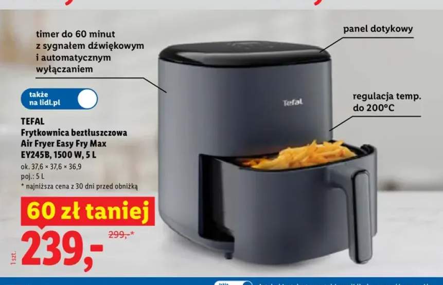Frytkownica beztłuszczowa Tefal Air Fryer Easy Fry Max EY245B 5 l
